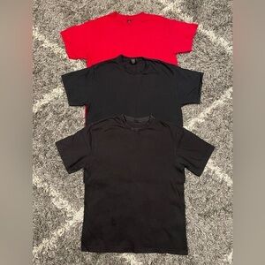 Gildan Red Black basic Short Sleeve Crew Neck TShirt Mens Sz L Set of 3